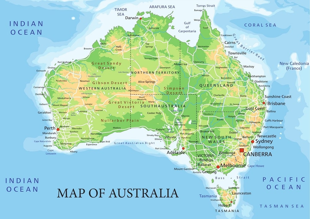 How many countries are in the Australian continent